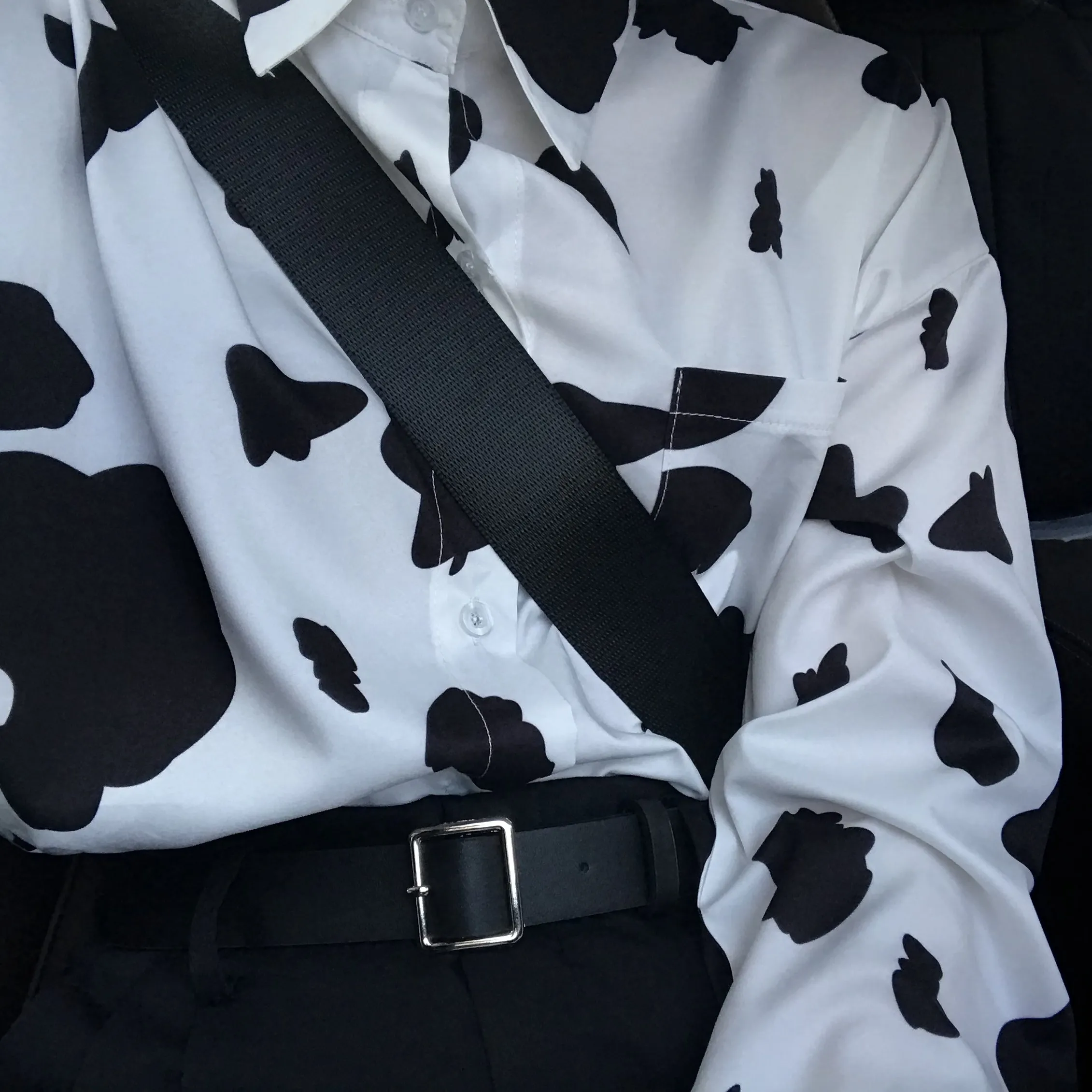 Cow Print Shirt   Black Shorts KF30372