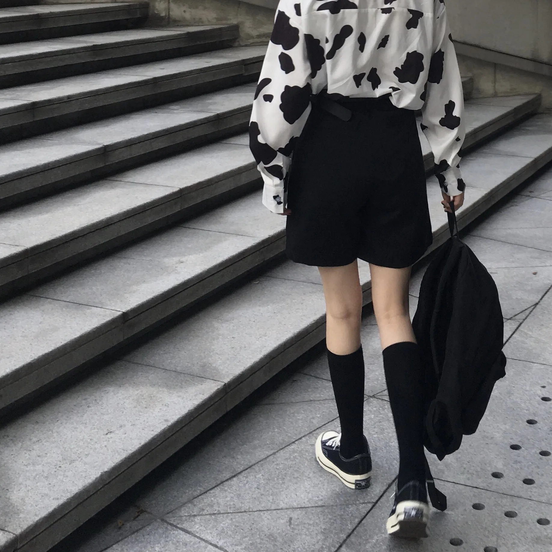Cow Print Shirt   Black Shorts KF30372