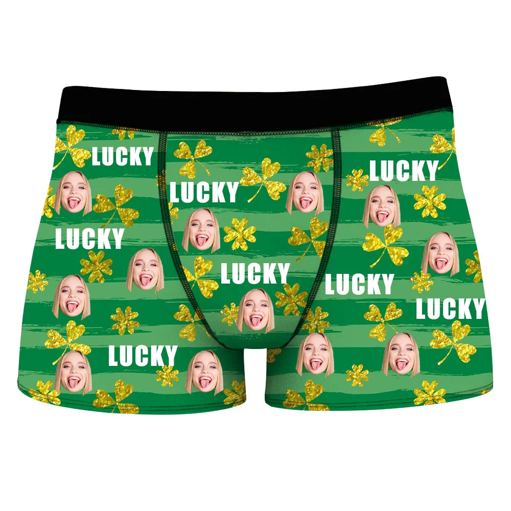 Custom Lucky Face on Men's Boxer - St. Patrick's Day Gift