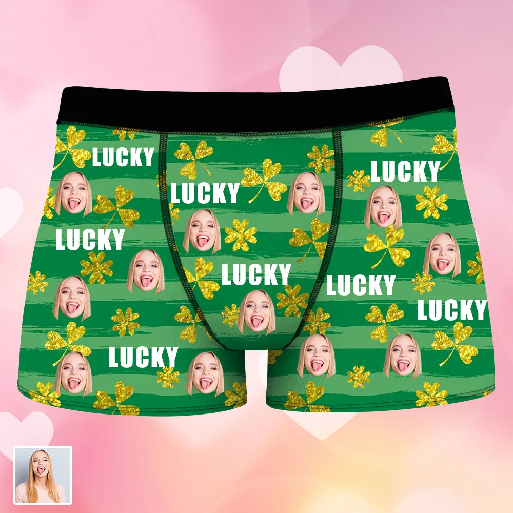 Custom Lucky Face on Men's Boxer - St. Patrick's Day Gift