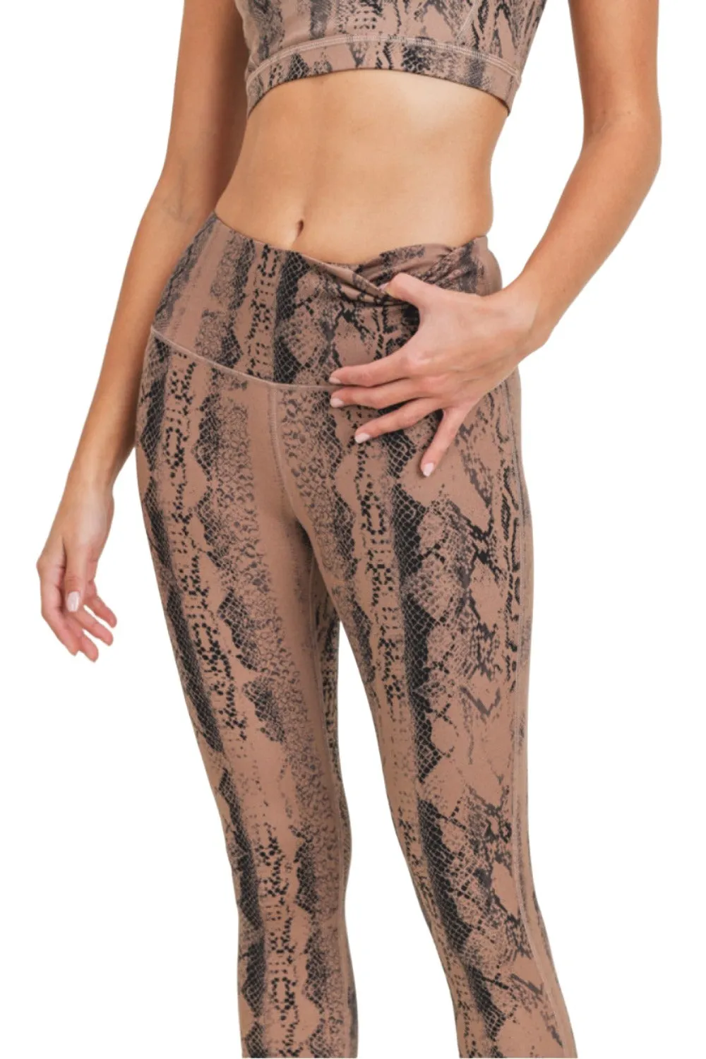 Dark Pink Serpentine Snake Print Highwaist Leggings APH3087 and Plus
