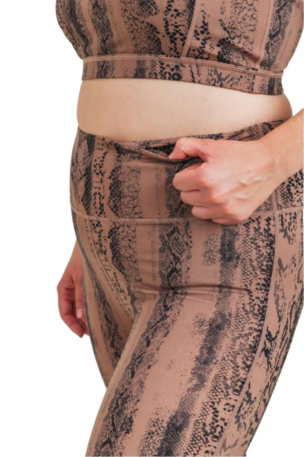 Dark Pink Serpentine Snake Print Highwaist Leggings APH3087 and Plus