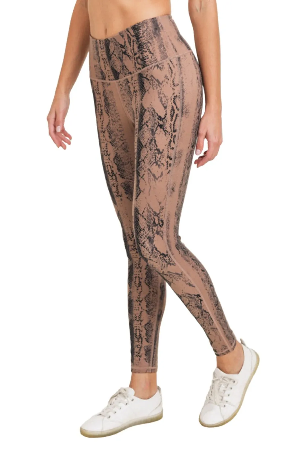 Dark Pink Serpentine Snake Print Highwaist Leggings APH3087 and Plus