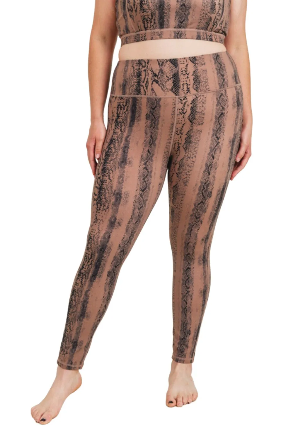 Dark Pink Serpentine Snake Print Highwaist Leggings APH3087 and Plus