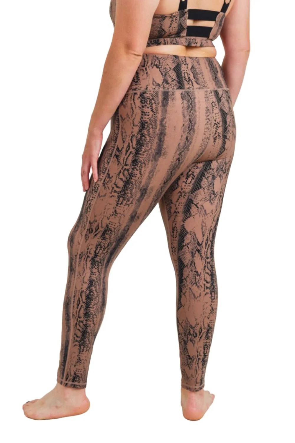 Dark Pink Serpentine Snake Print Highwaist Leggings APH3087 and Plus