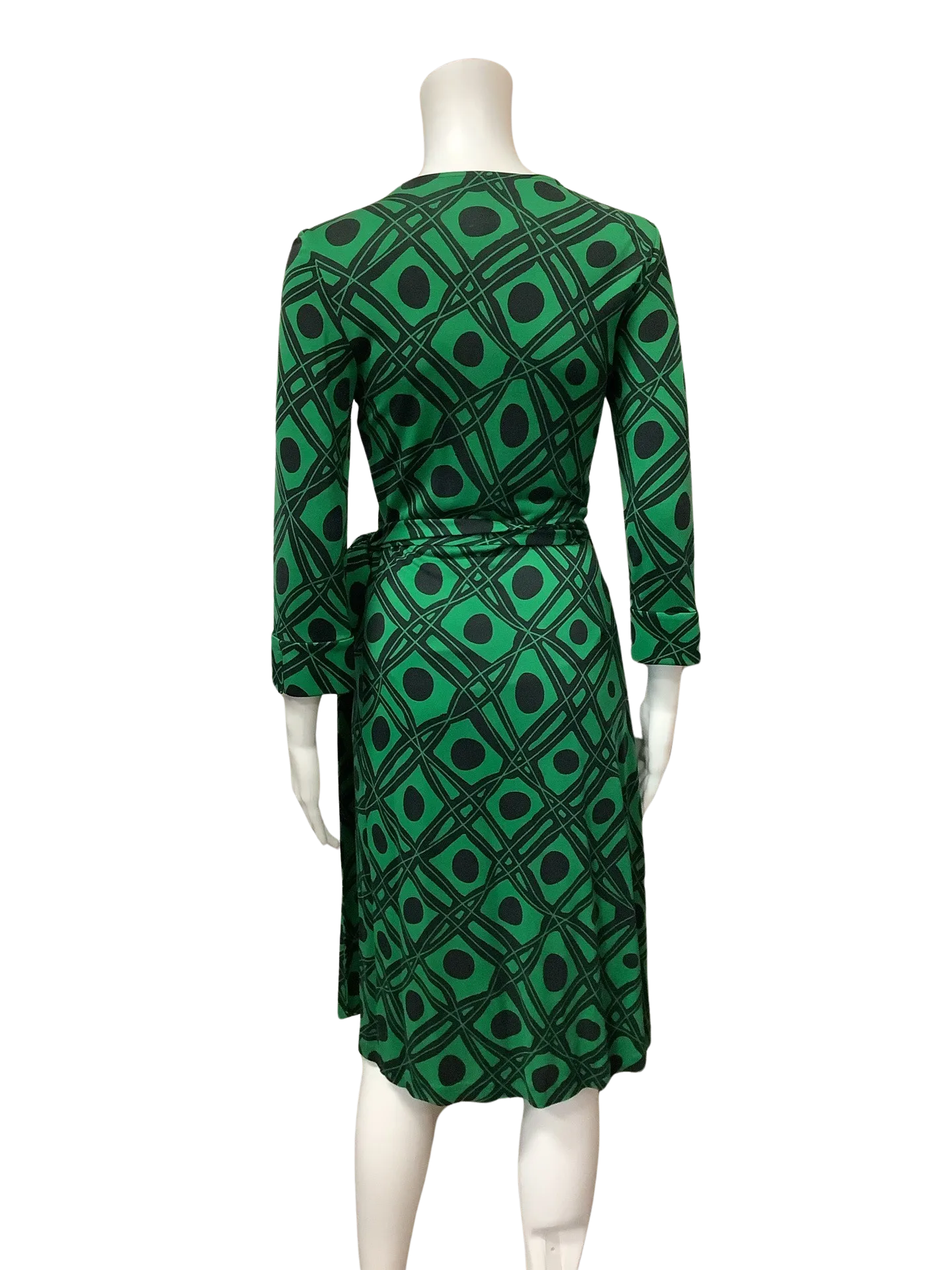 Diane VonFurstenburg Women's Dress Green Graphic Vintage Wrap Size: 8