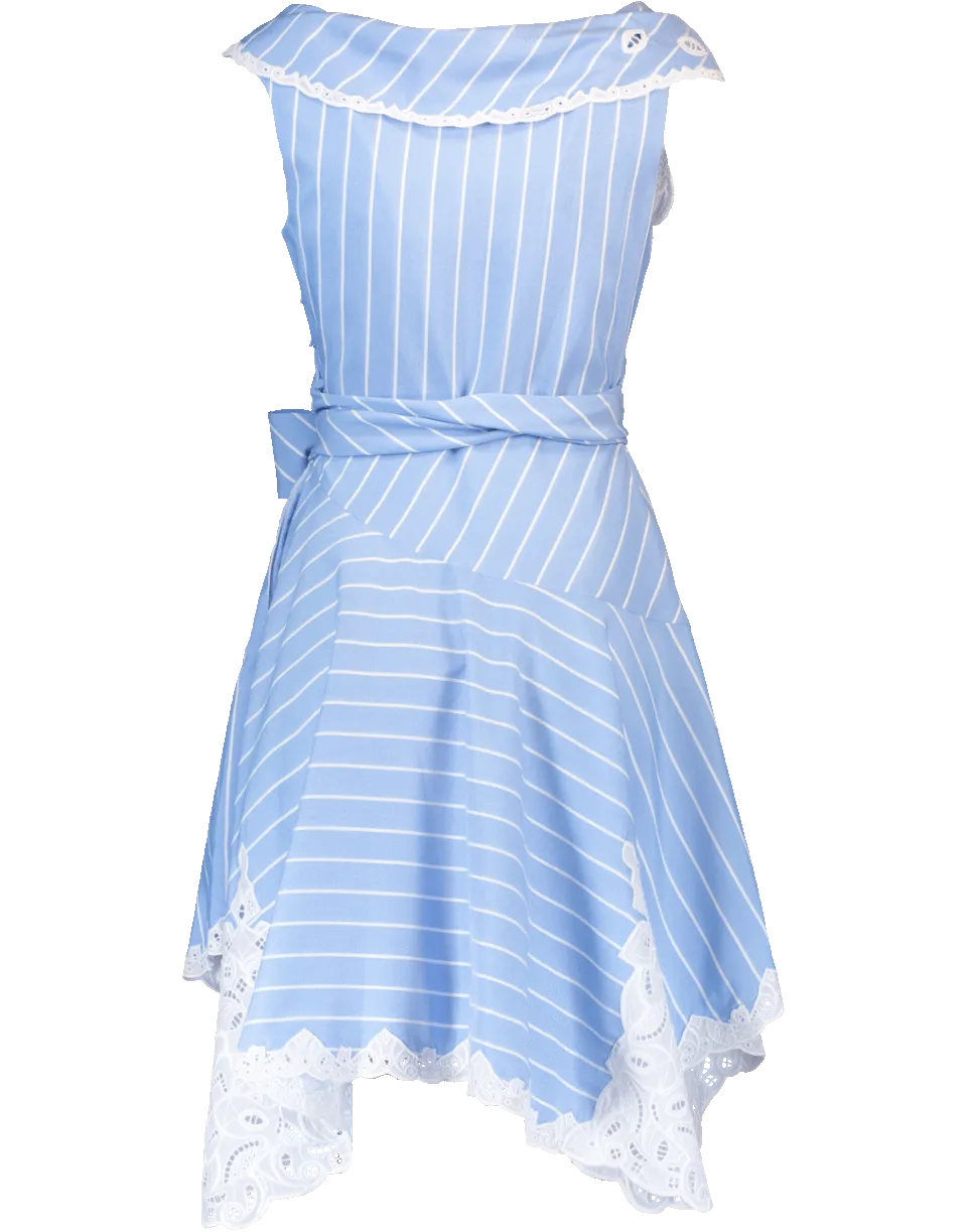 Embroidered Mini Wrap Dress