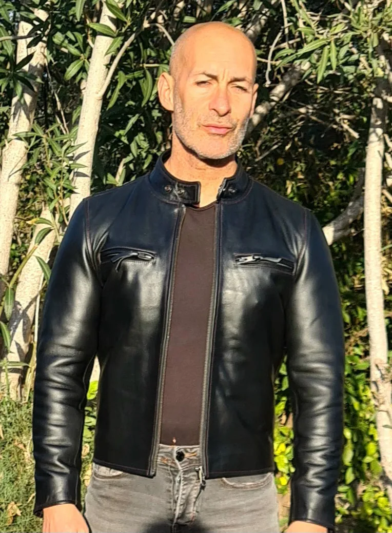 Fivestar Leather Men's Custom Vintage Cafe Racer Black Horsehide Road Master Jacket