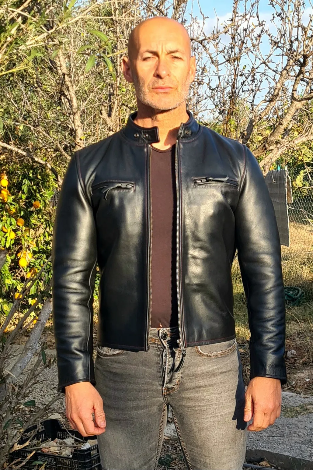 Fivestar Leather Men's Custom Vintage Cafe Racer Black Horsehide Road Master Jacket
