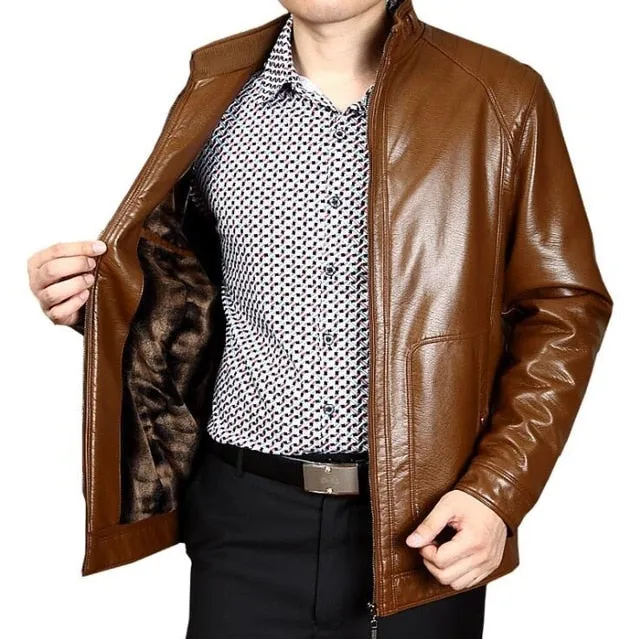 Free shipping Hot Men's Brand New high-grade Sheep skin band collar motorcycle Genuine leather jacket