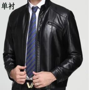 Free shipping Hot Men's Brand New high-grade Sheep skin band collar motorcycle Genuine leather jacket