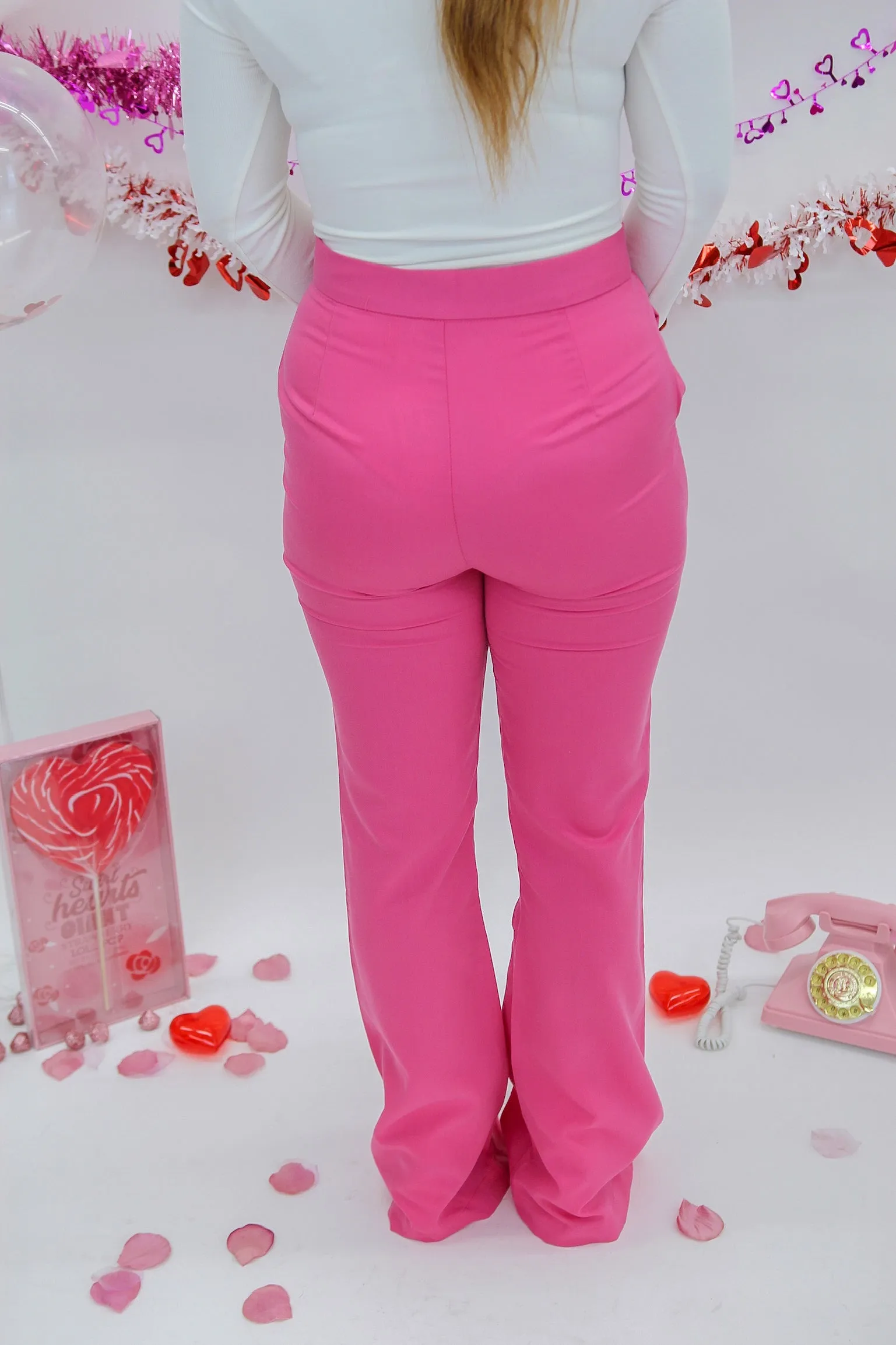 Fun In Pink Highwaisted Pants- Hot Pink