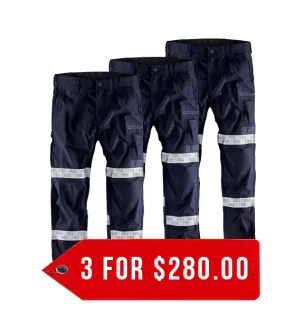 FXD Workwear Reflective Stretch Work Pant (WP-3T)-3 Pack