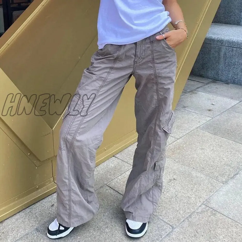 Hnewly Pants Women Casual Hippie Denim Trousers Khaki Solid Baggy Low Waist Mom Jeans Women Vintage Y2k 90s Grunge Streetwear