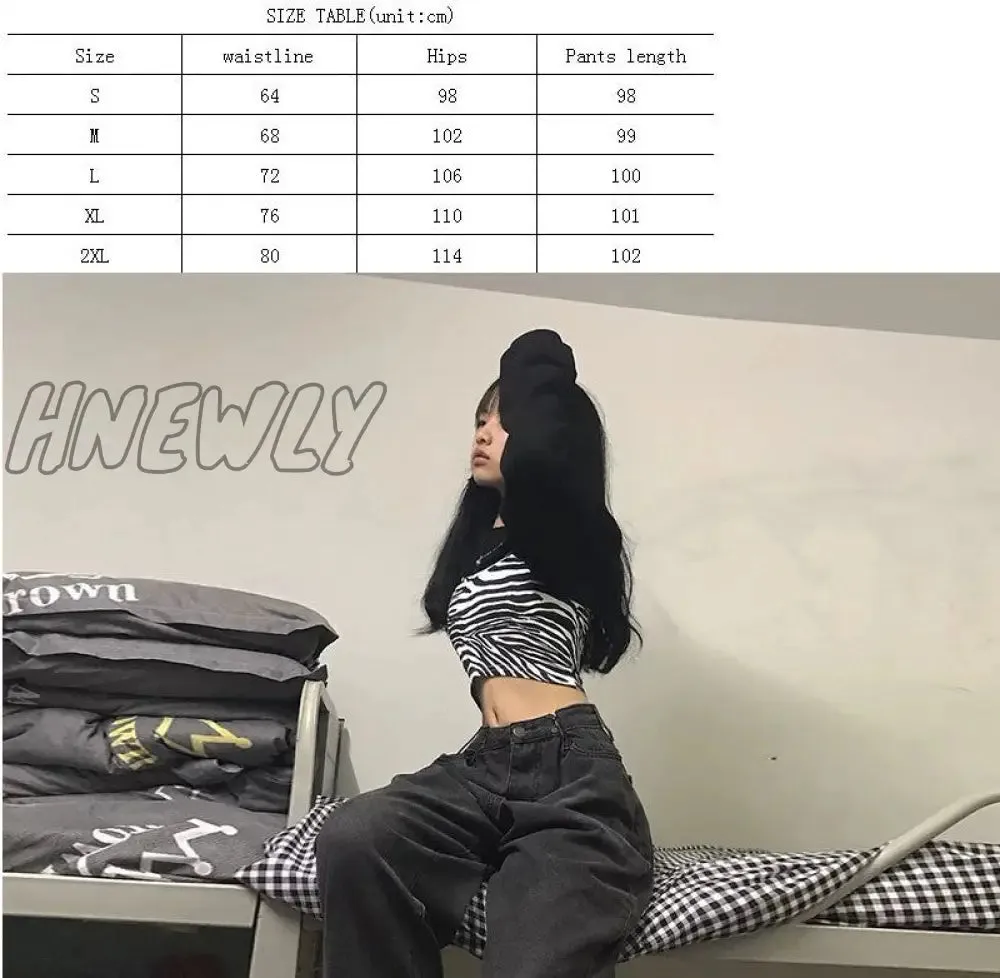 Hnewly Pants Women Casual Hippie Denim Trousers Khaki Solid Baggy Low Waist Mom Jeans Women Vintage Y2k 90s Grunge Streetwear