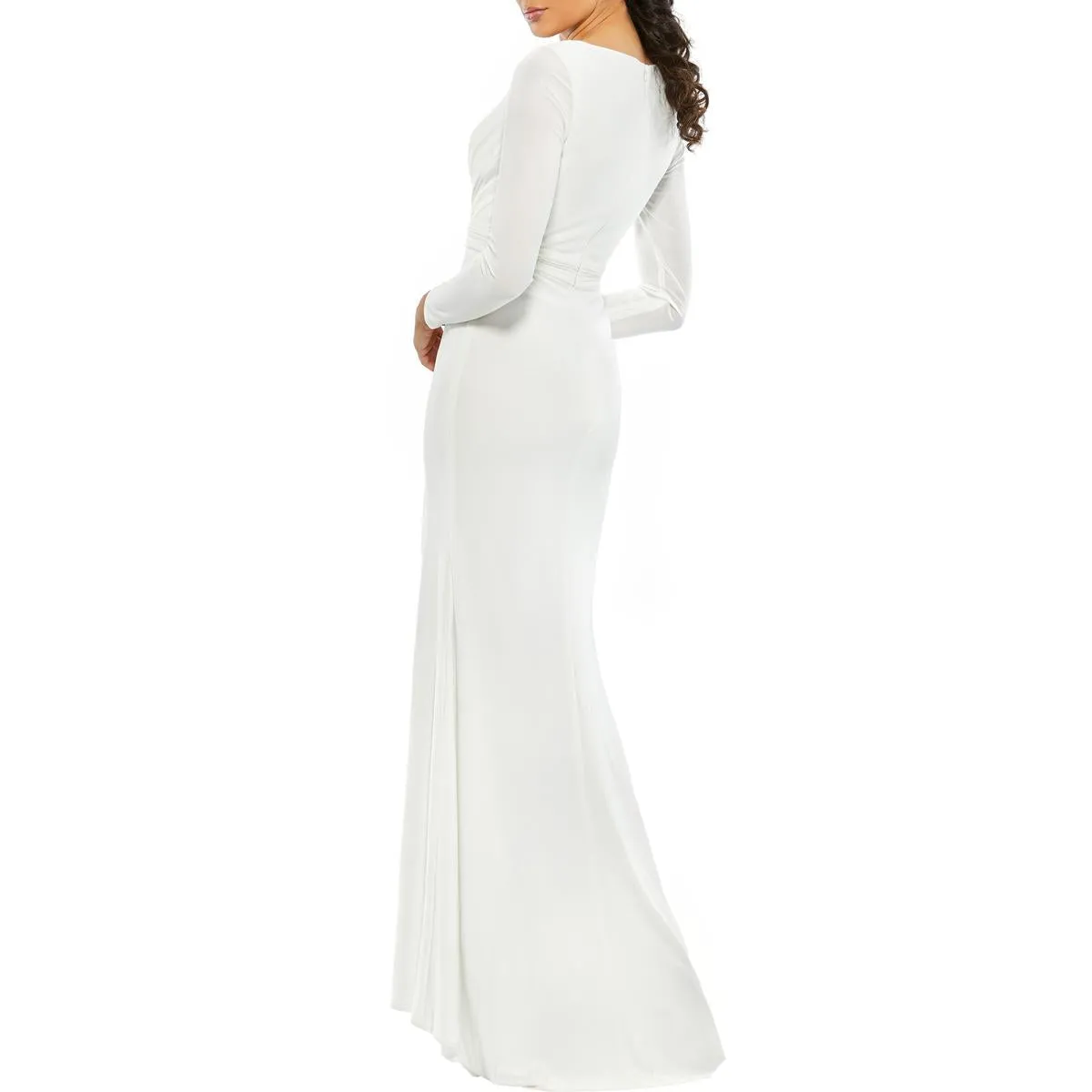 Ieena for Mac Duggal Womens Faux Wrap Long Wrap Dress