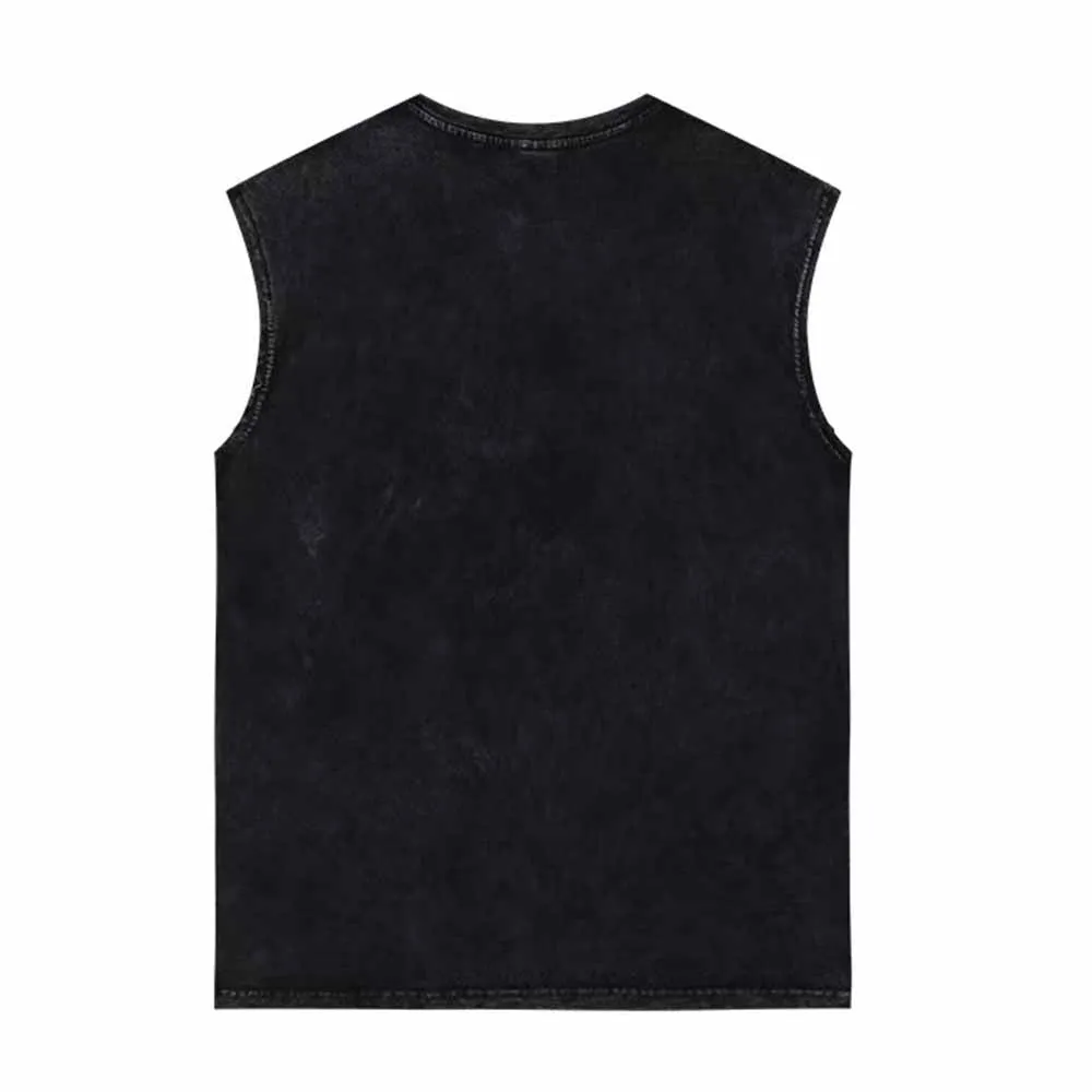 Jesus The Deadlifter Dumbbell Pattern Vintage Washed Vest Top