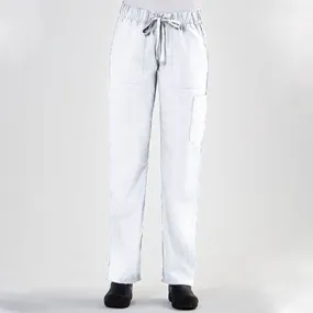 Ladies Full Waist Band Cargo Pant / White
