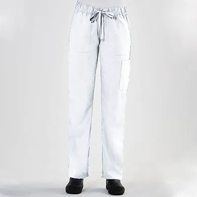 Ladies Full Waist Band Cargo Pant / White
