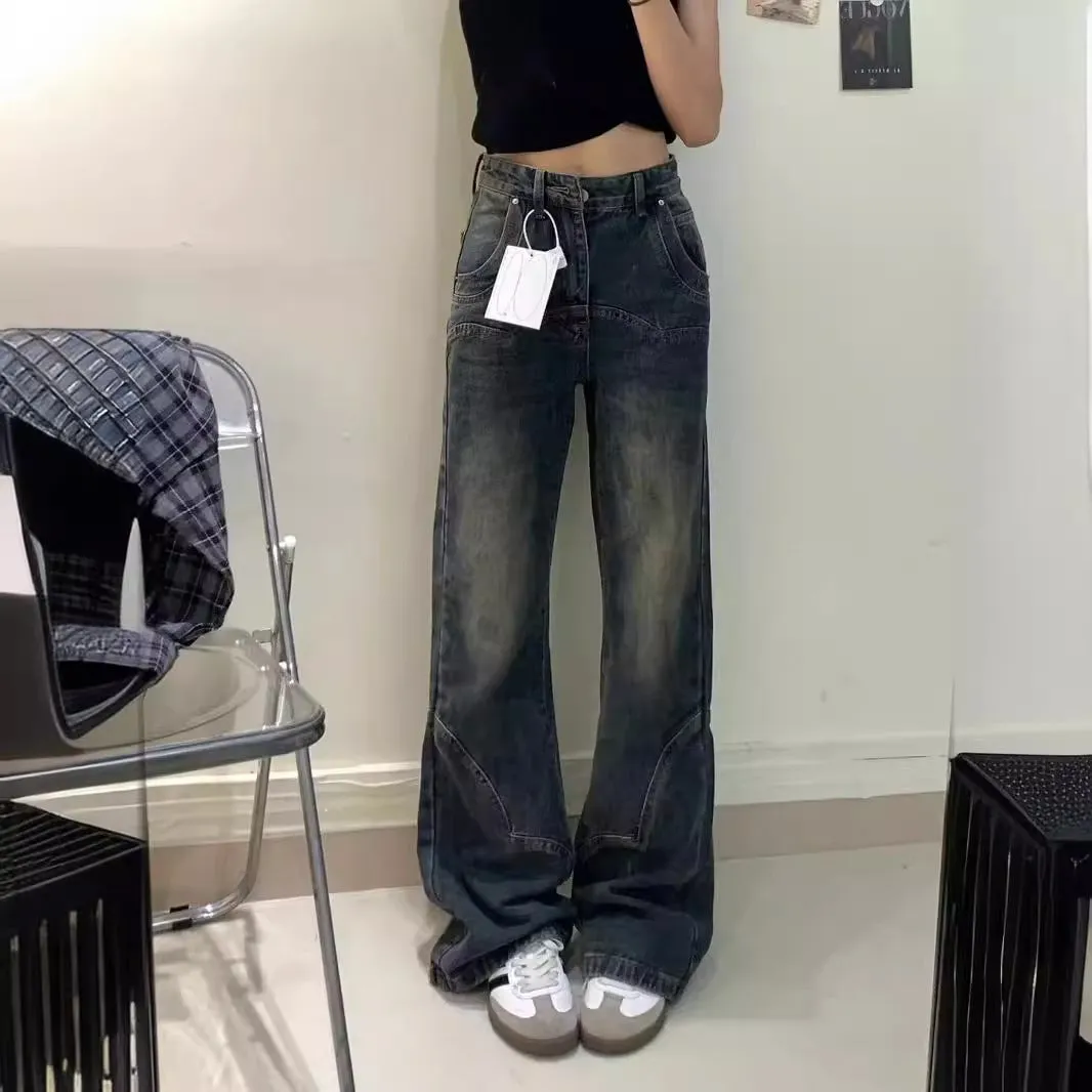 Lanfubeisi grunge dti Small High Waist Xintang Skinny Jeans Women's Spring and Autumn Loose Narrow Mop Pants without Leg Sticking American Retro