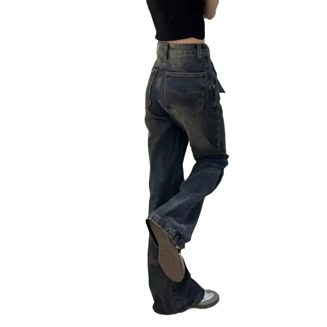 Lanfubeisi grunge dti Small High Waist Xintang Skinny Jeans Women's Spring and Autumn Loose Narrow Mop Pants without Leg Sticking American Retro