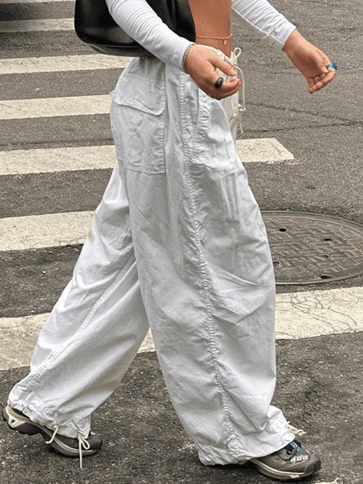 LANFUBEISI - Size Friendly Low Waist Parachute Cargo Pants