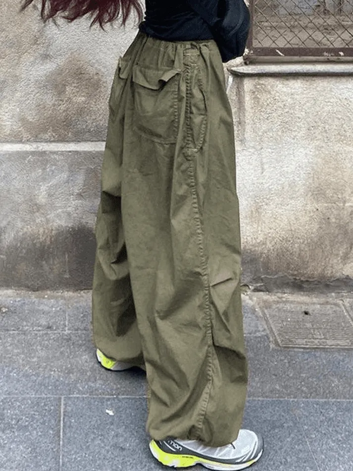LANFUBEISI - Size Friendly Low Waist Parachute Cargo Pants