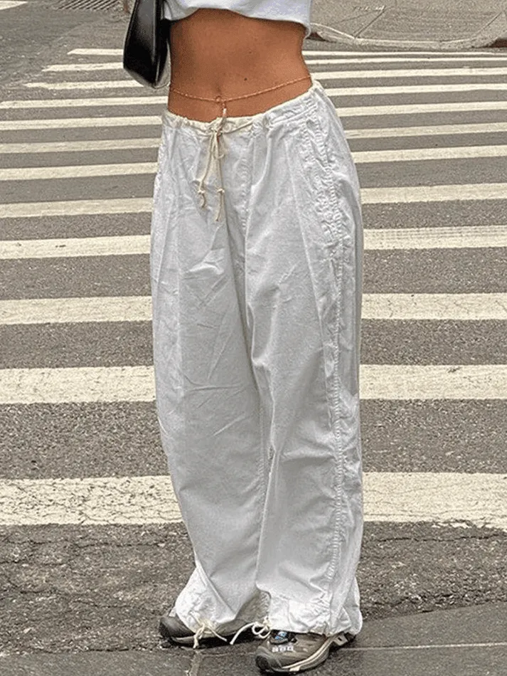 LANFUBEISI - Size Friendly Low Waist Parachute Cargo Pants