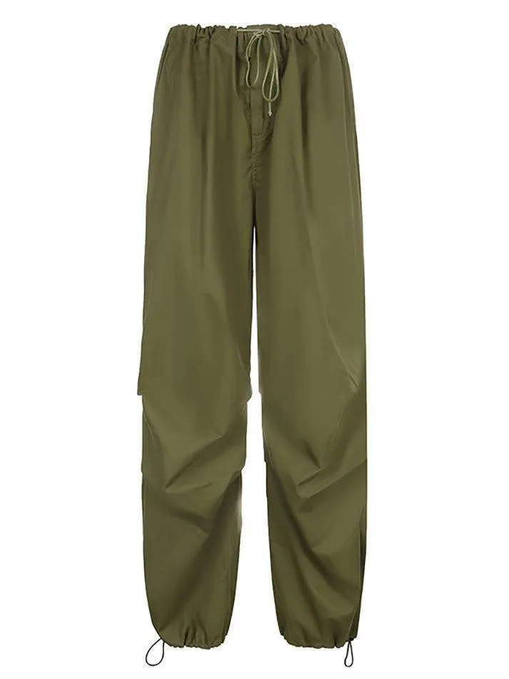 LANFUBEISI - Size Friendly Low Waist Parachute Cargo Pants
