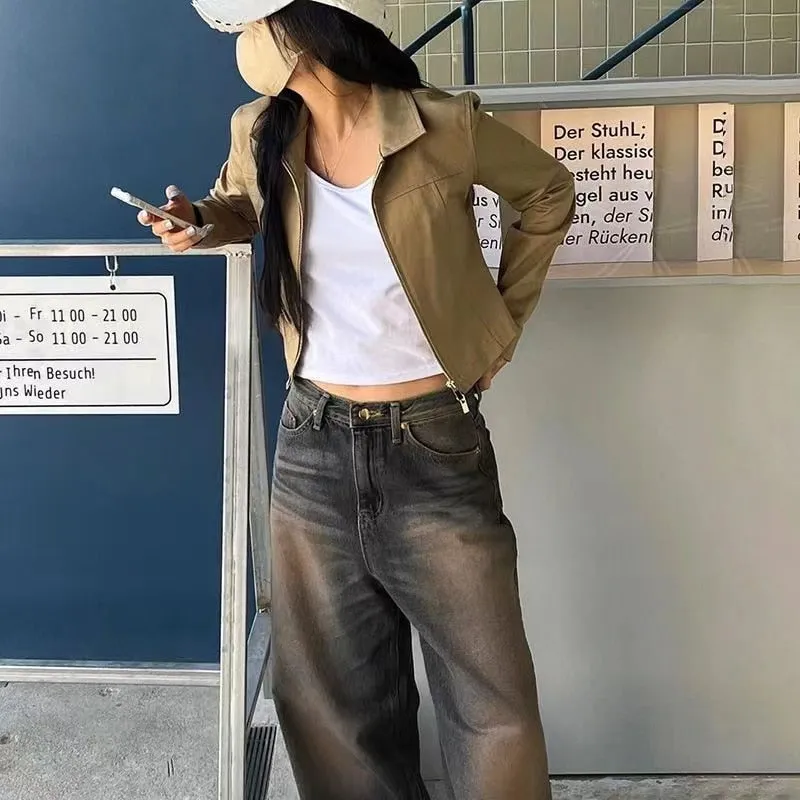 LANFUBEISI Y2K Women Korean Vintage Streetwear Baggy Jeans High Waisted Straight Wide Leg Pants Denim Trousers Fairy Grunge Alt Clothes