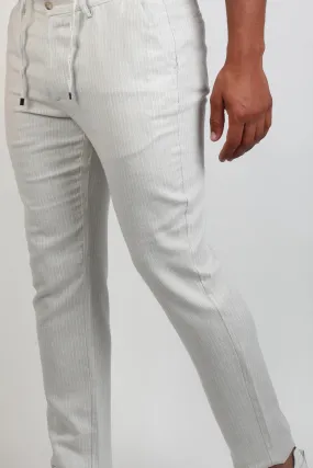 Light Grey Chino Jogger With Tie Waist
