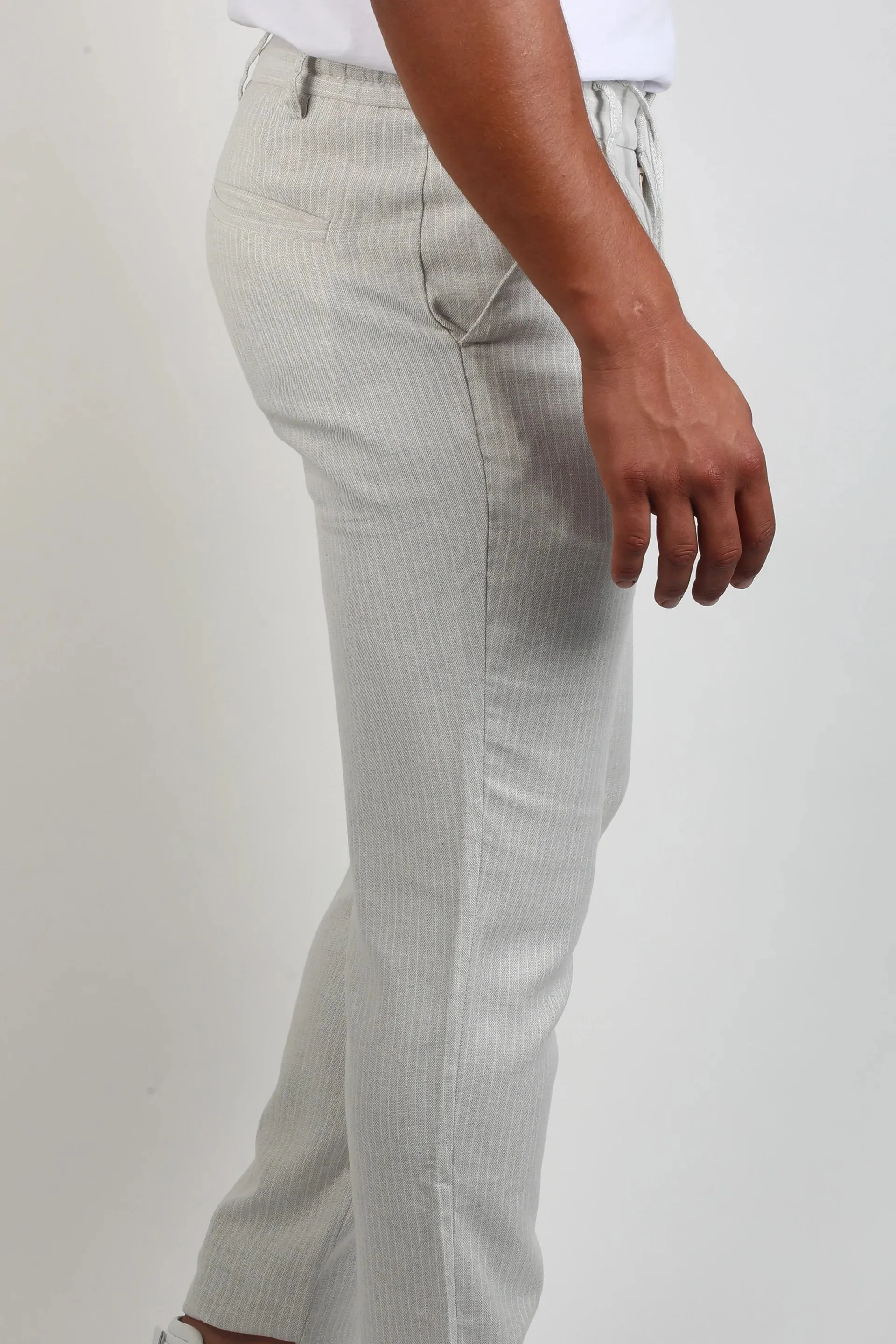 Light Grey Chino Jogger With Tie Waist