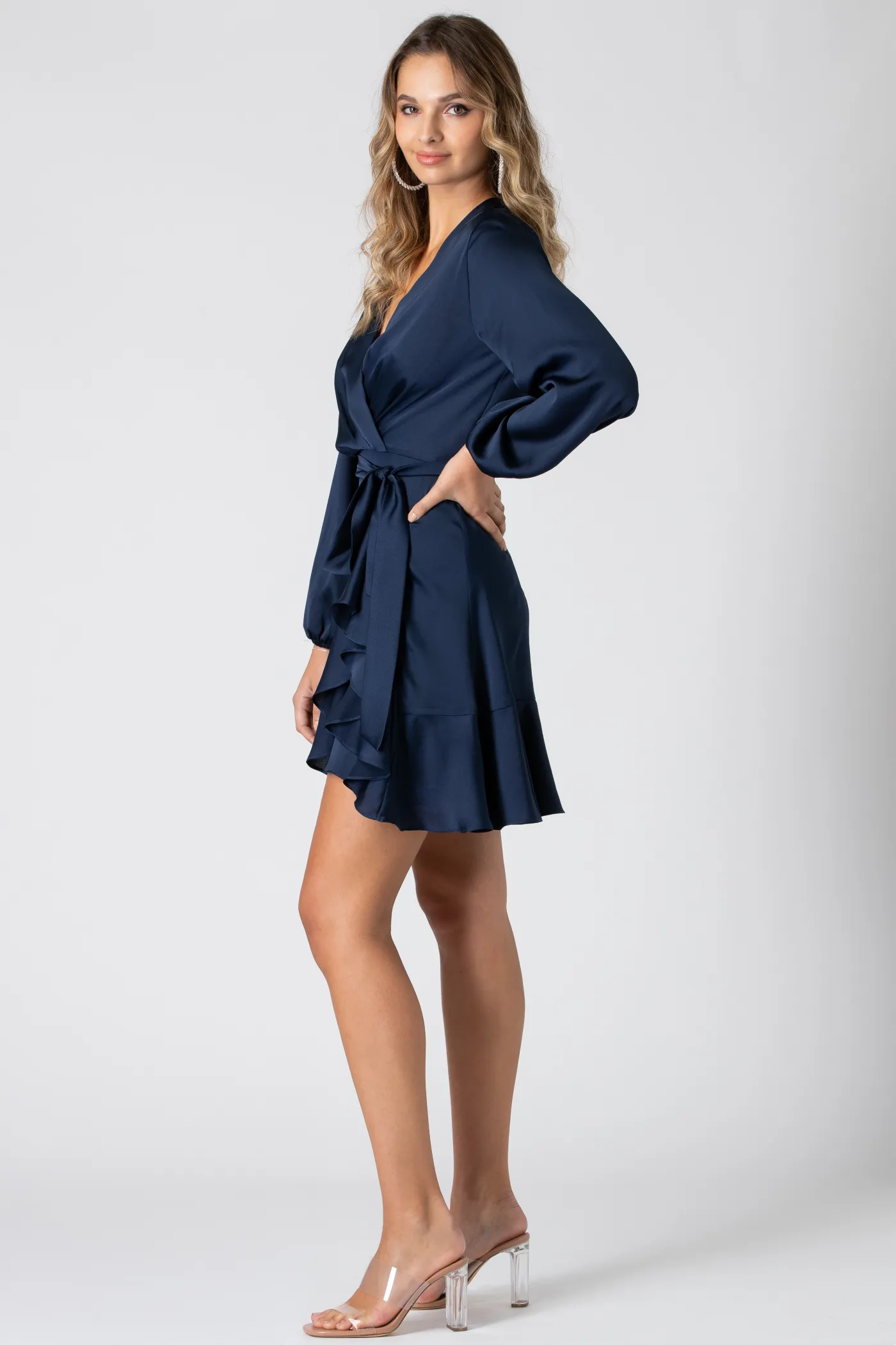 Long Sleeve Wrap Front Dress by Urban Touch