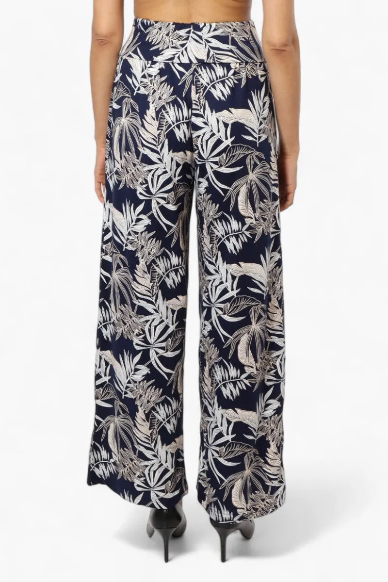 Majora Patterned High Waist Palazo Pants - Navy