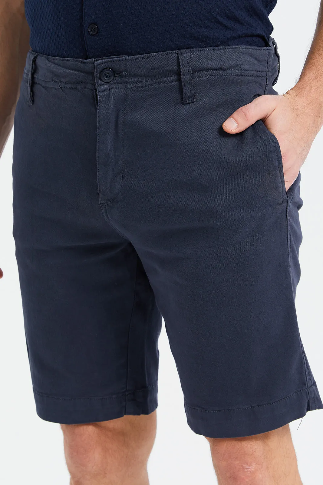 Men Navy Chino Shorts