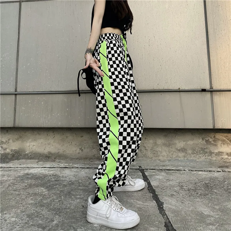 Neon Green Checker Street Pants SD01418
