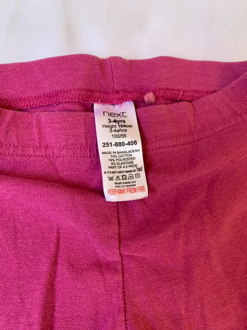 Next pink leggings size 3-4years