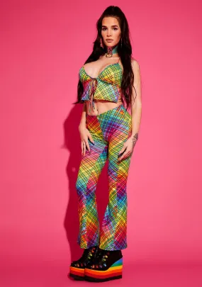 Not So Clueless Plaid Flare Pants