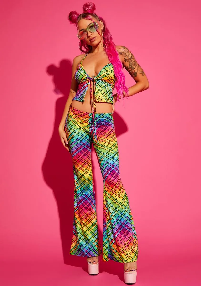 Not So Clueless Plaid Flare Pants