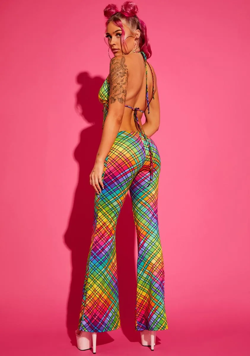 Not So Clueless Plaid Flare Pants