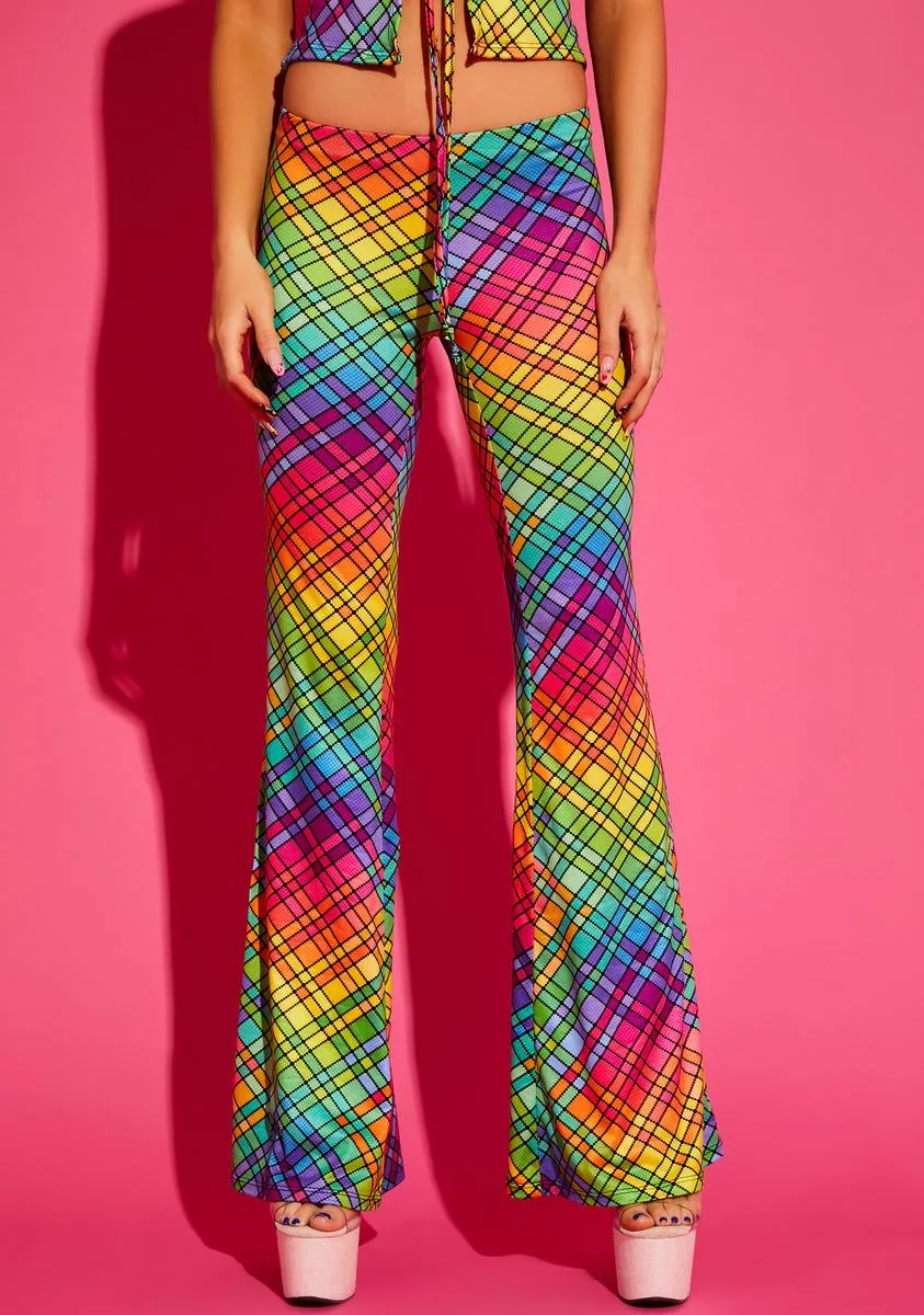 Not So Clueless Plaid Flare Pants