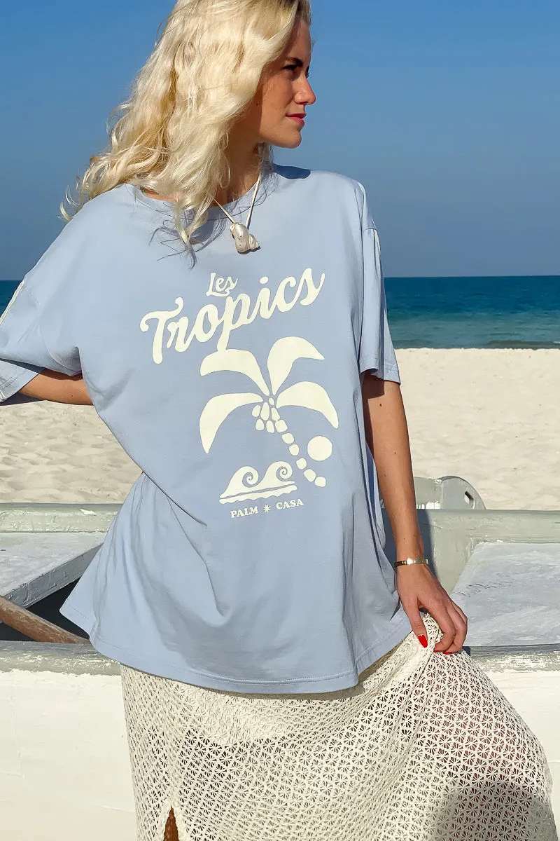 Palm Tropics T-Shirt - Pale Blue | W/S Pack of 5