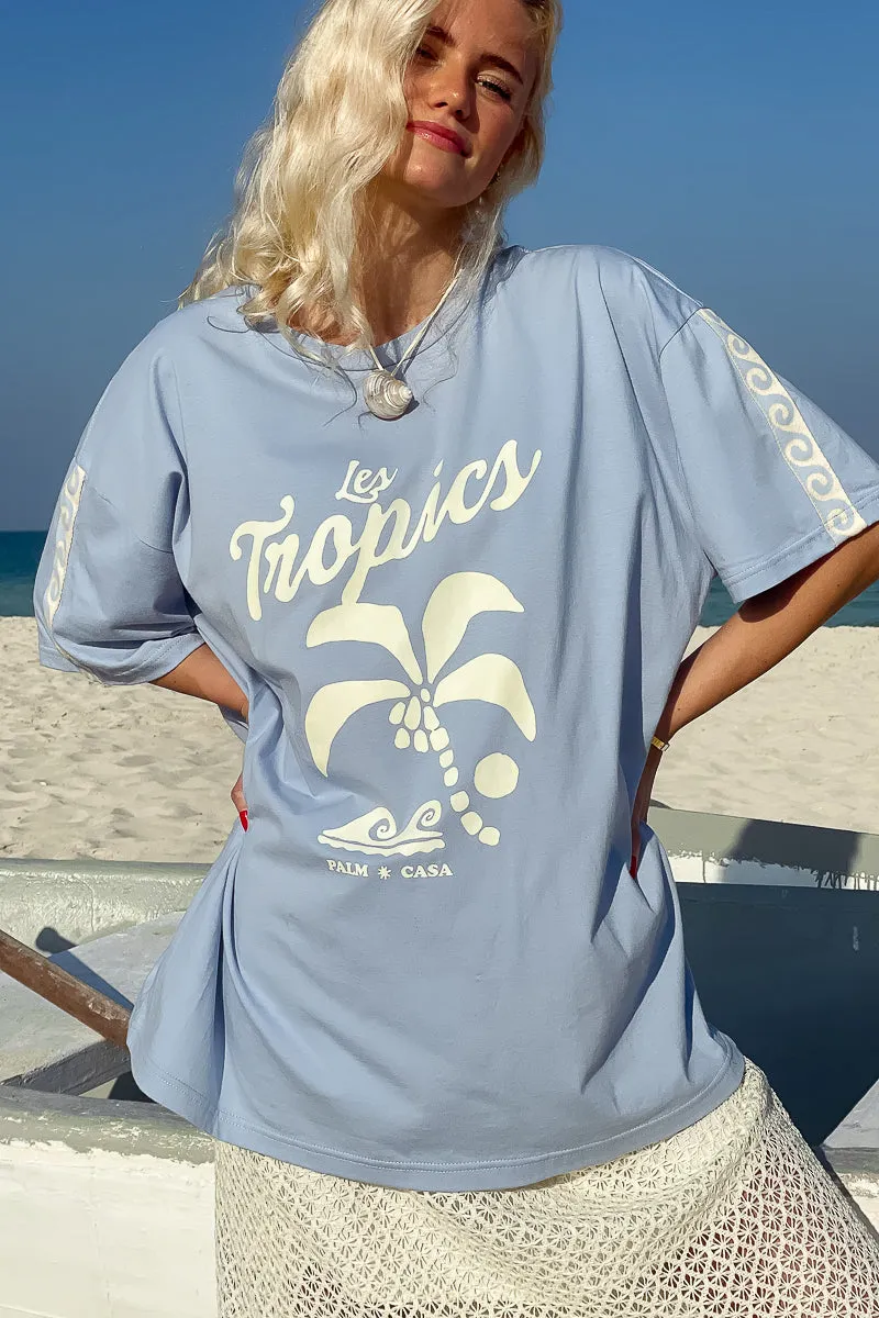Palm Tropics T-Shirt - Pale Blue | W/S Pack of 5