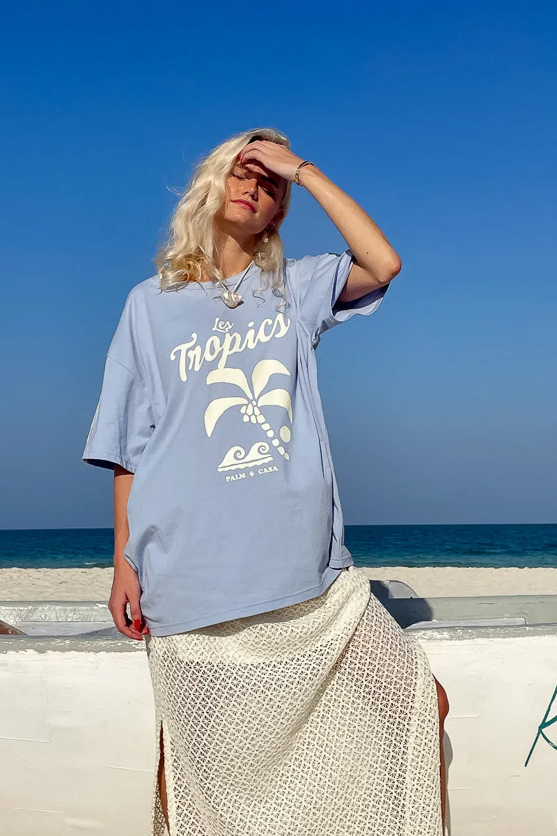 Palm Tropics T-Shirt - Pale Blue | W/S Pack of 5