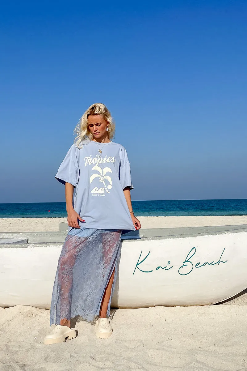 Palm Tropics T-Shirt - Pale Blue | W/S Pack of 5