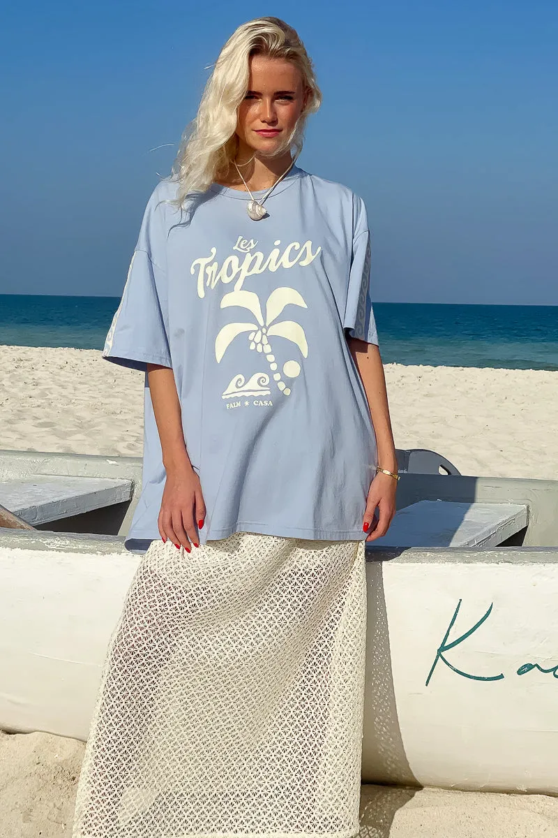 Palm Tropics T-Shirt - Pale Blue | W/S Pack of 5