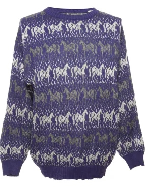 Patterned Purple Jumper - M