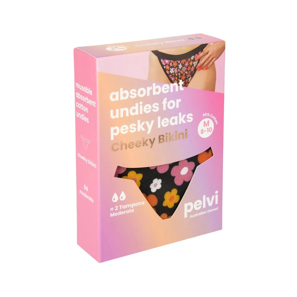 PELVI Leakproof Underwear Cheeky Bikini Floral M