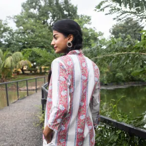 Pink Border Jaal Cotton Shirt