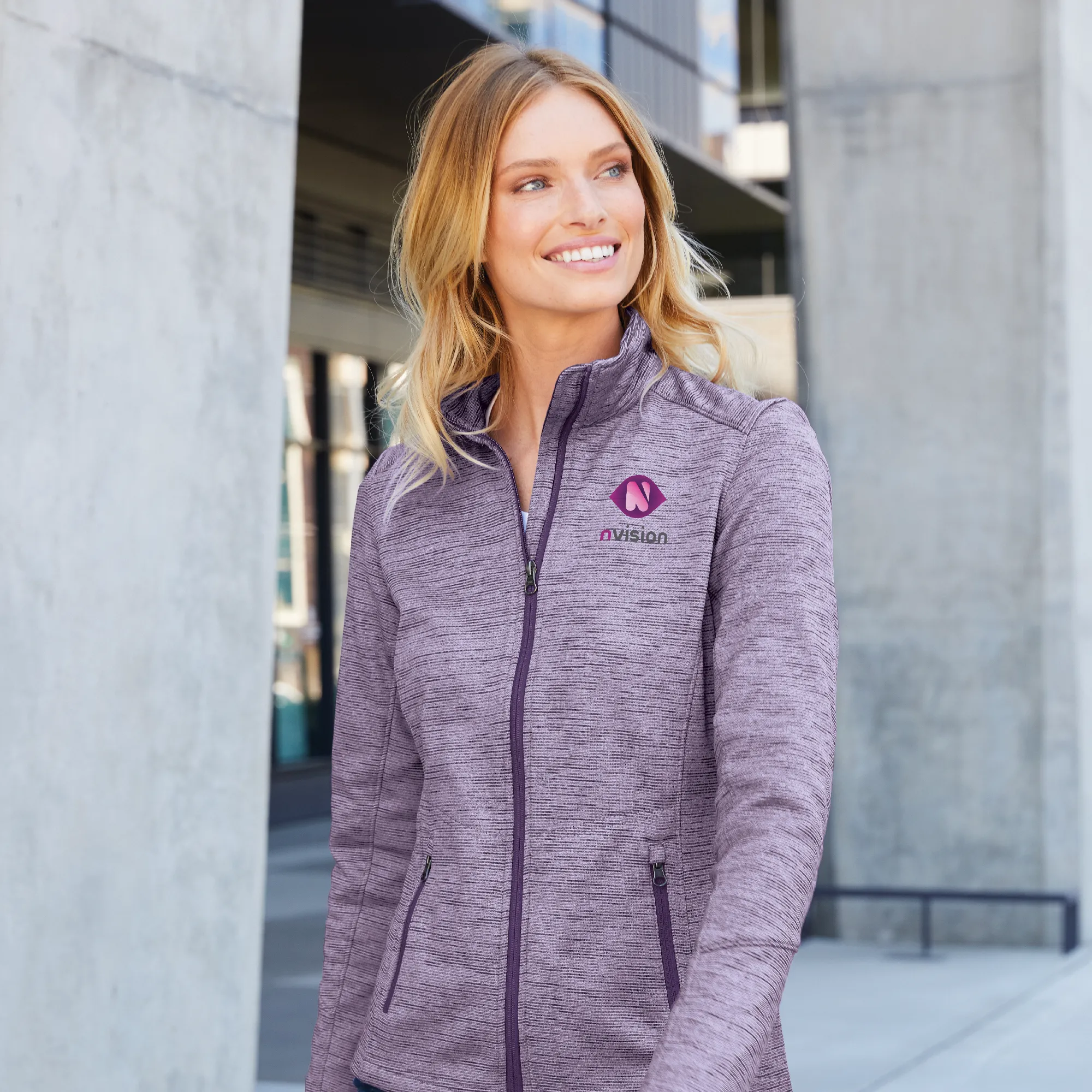 Port Authority® Ladies Digi Stripe Fleece Jacket